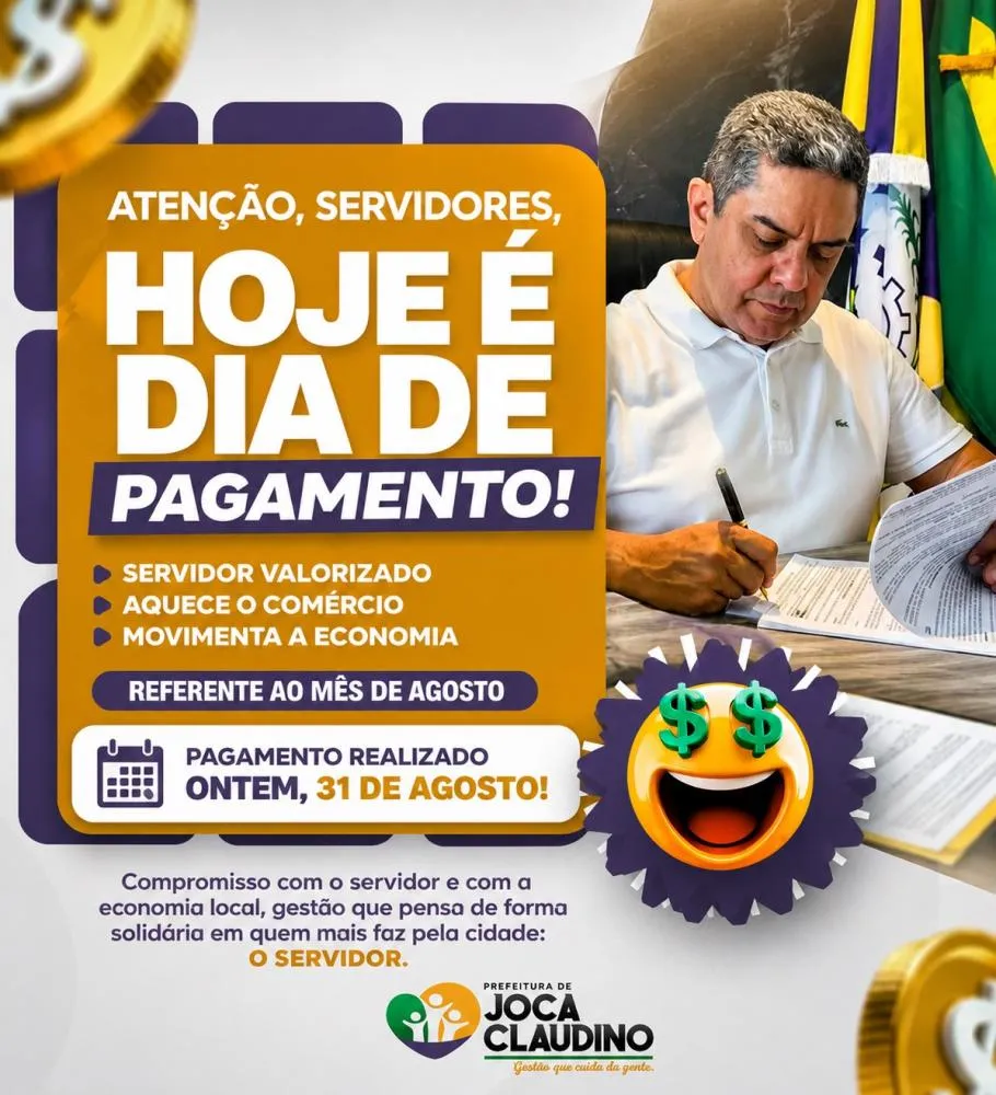 Rinaldo Cipriano mantém folha dos servidores de Joca Claudino paga dentro do mês trabalhado