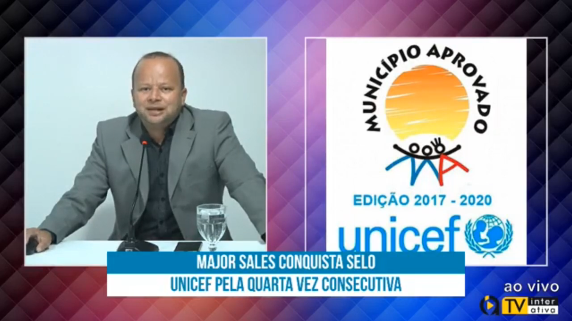 Major Sales conquista Selo UNICEF pela quarta vez consecutiva.Veja vídeo