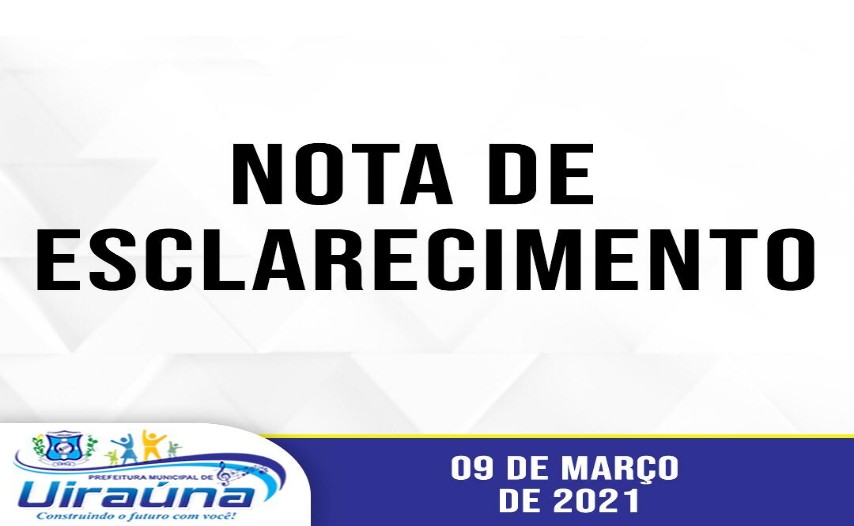 Prefeitura de Uiraúna divulga nota de esclarecimento desmentindo Fake News.