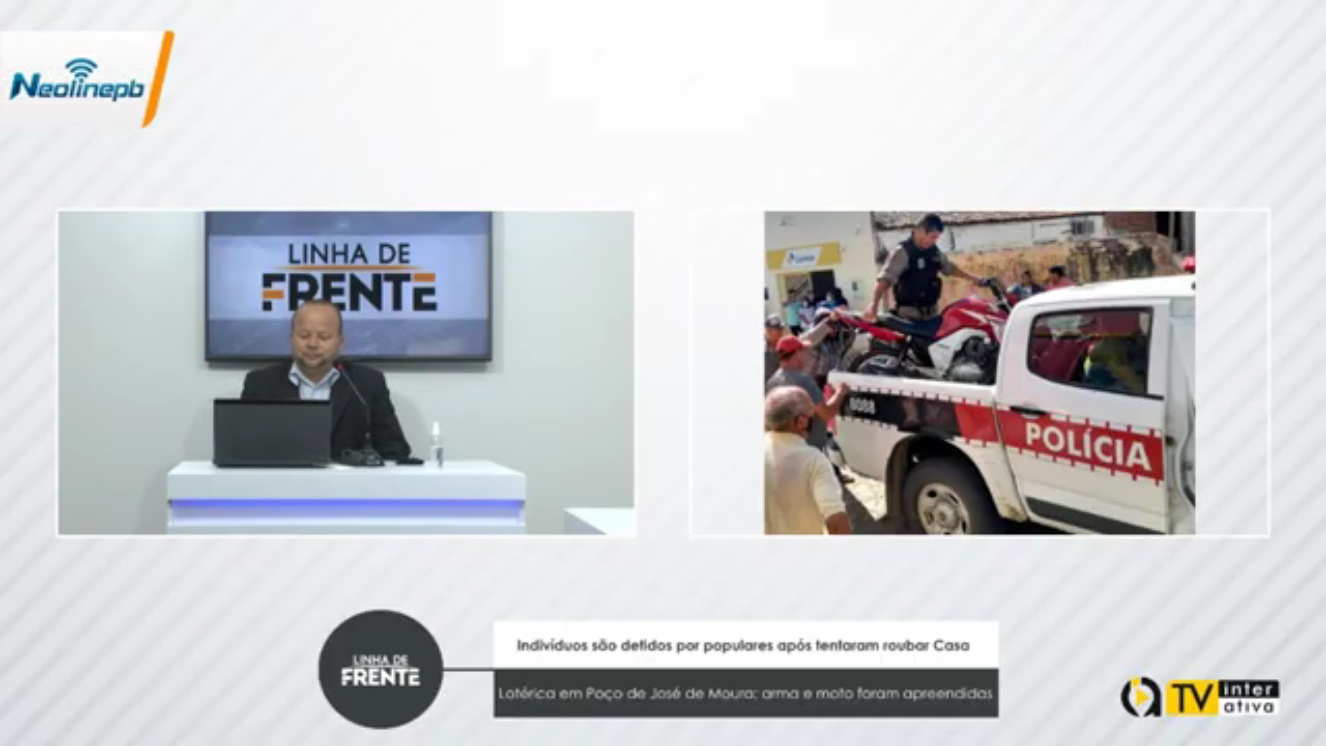 Indivíduos são detidos por populares após tentaram roubar Casa Lotérica em Poço de José de Moura; arma e moto foram apreendidas