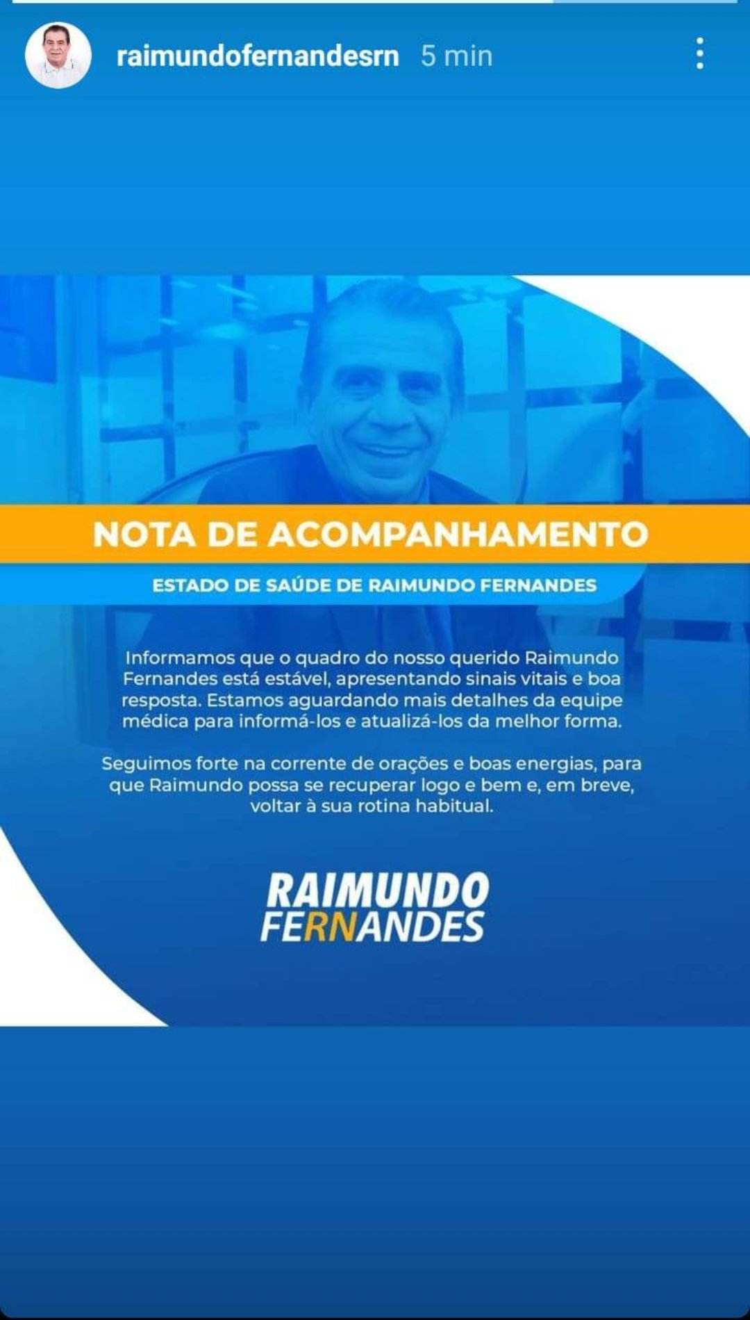 Família do Ex-deputado Raimundo Fernandes emite nota oficial sobre seu estado de saúde