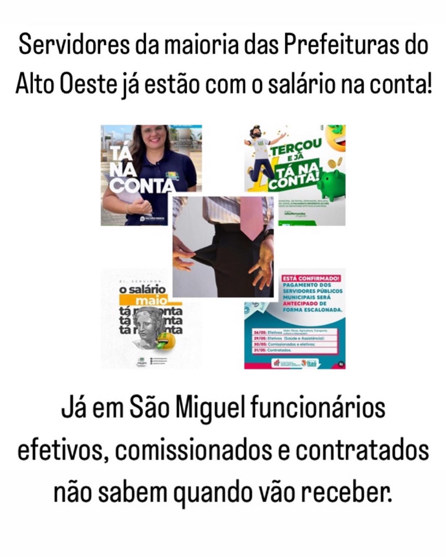Servidores públicos de São Miguel no RN estão com salários atrasados e Prefeitura ignora