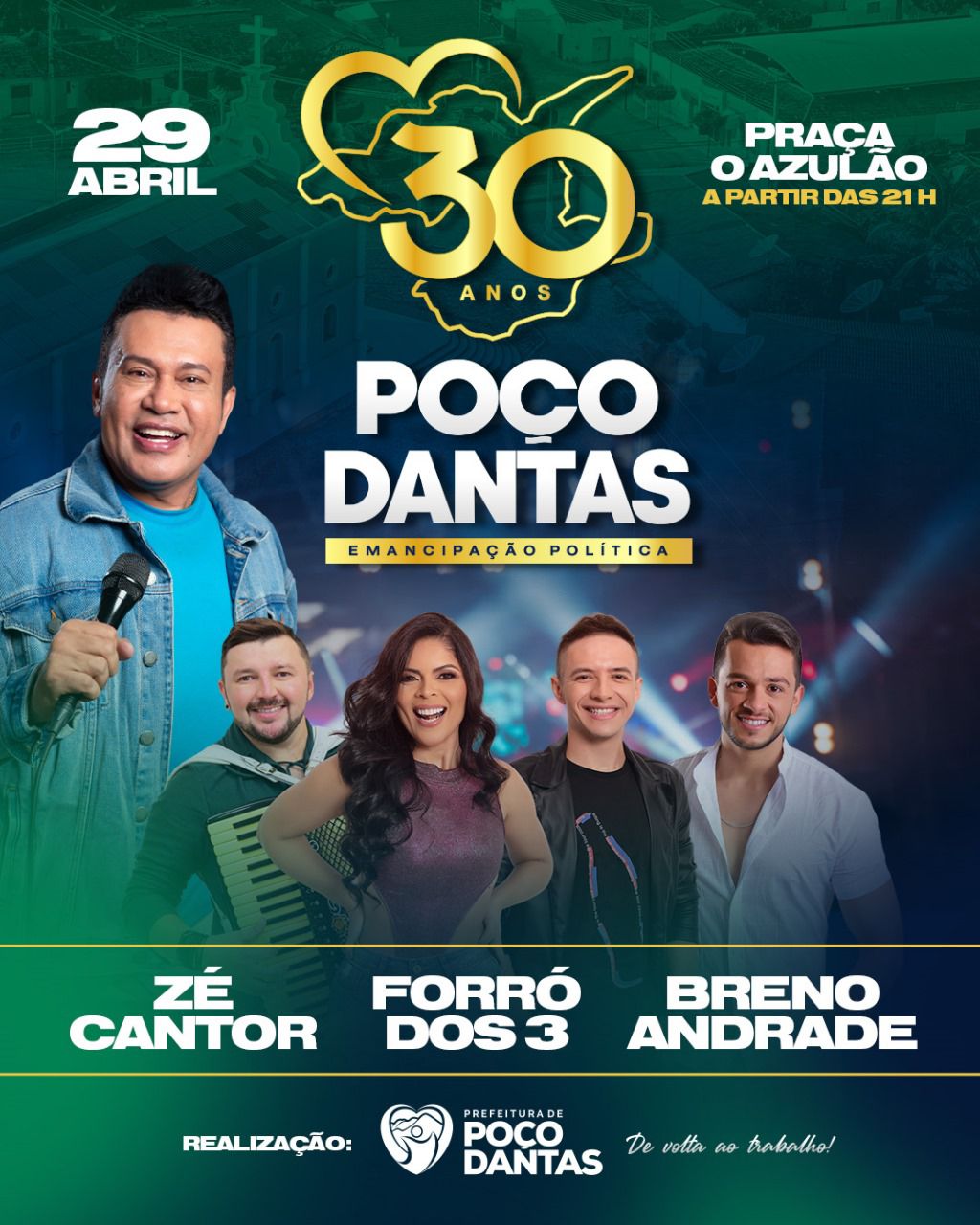 Confirmada as atrações das festividades dos 30 anos de Emancipação Política Poço Dantas