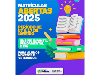 Matrículas para o ano letivo 2025 já estão abertas, em Poço Dantas