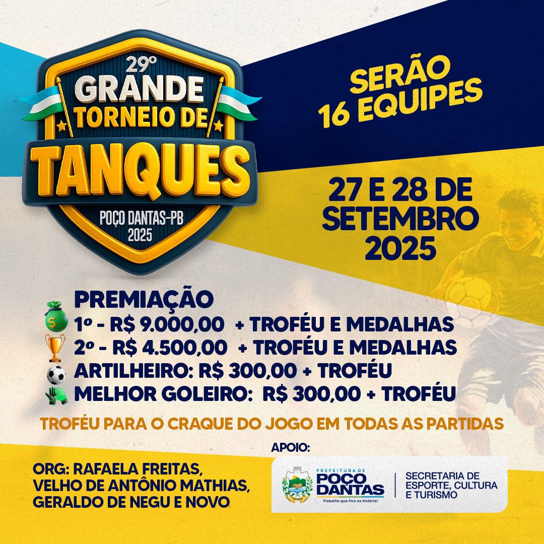 Poço Dantas realizará mais uma edição do maior Torneio da região com R$ 14 mil de premiação