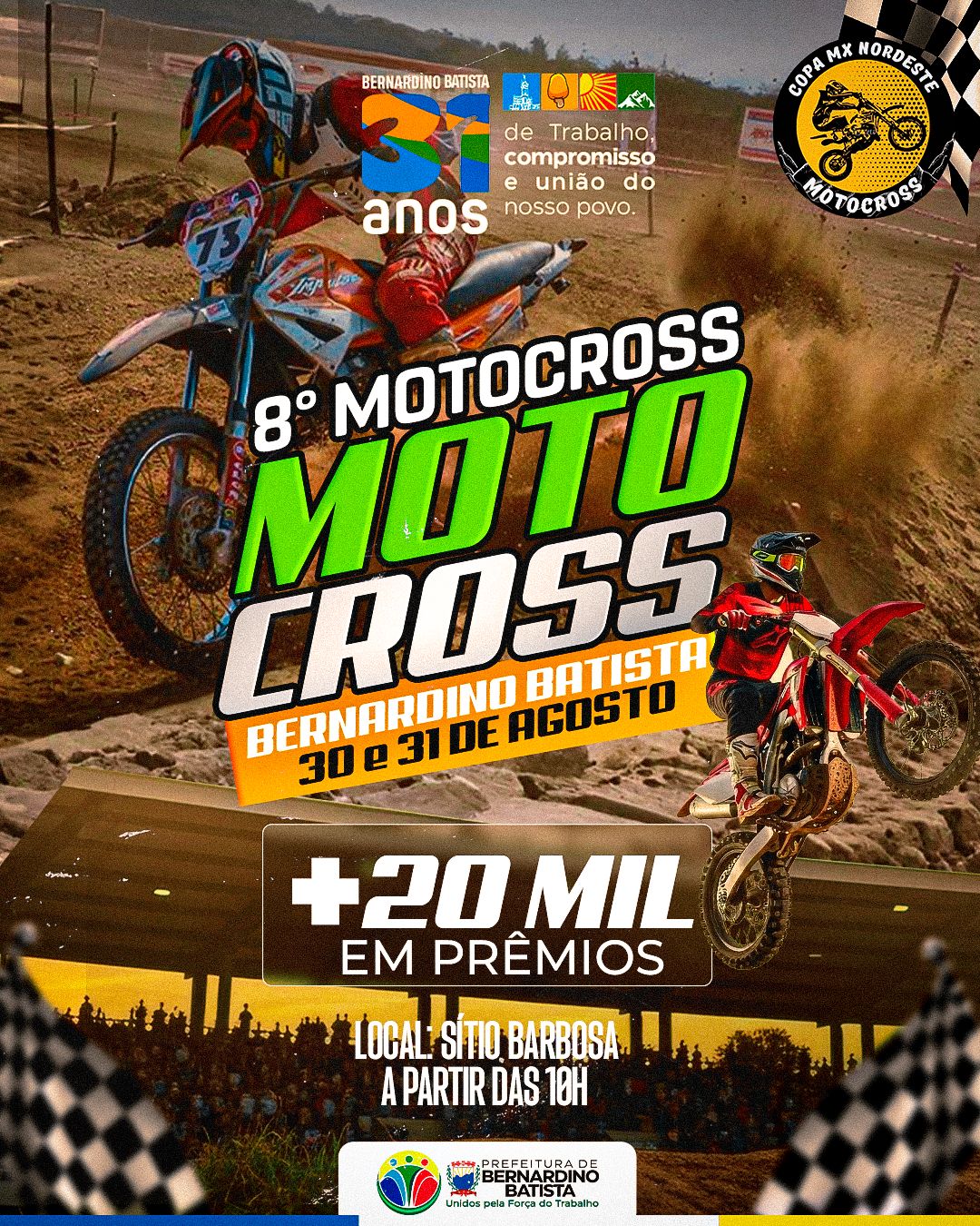 8º Motocross de Bernardino Batista: confira a programação