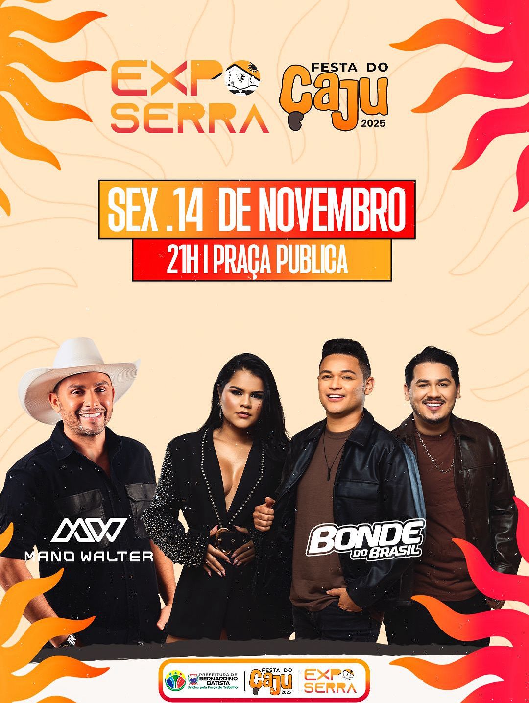 Mano Walter e Bonde do Brasil serão as atrações da “Festa do cajú” em Bernardino Batista