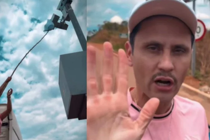 Senador posta vídeo em que cobre o radar eletrônico de rodovia