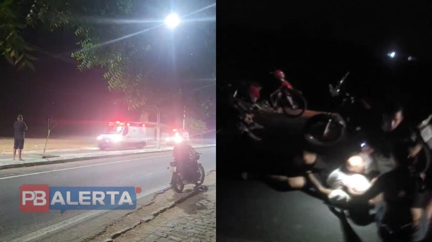Acidente grave em Uiraúna, deixa dois jovens feridos após colisão contra veículo estacionado e sem sinalização