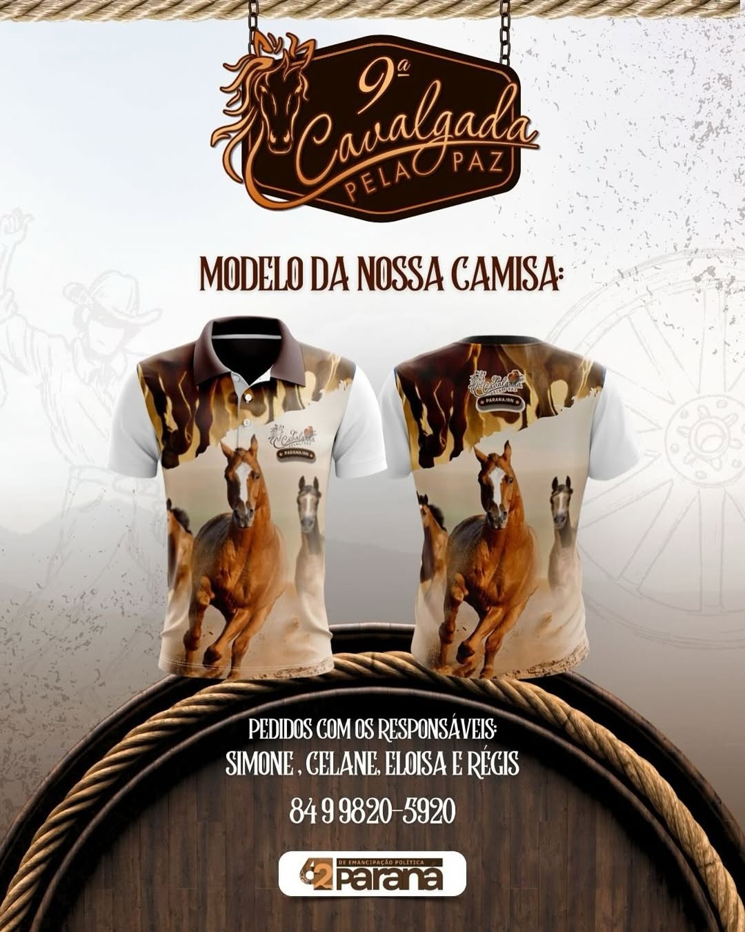 Prefeitura de Paraná/RN confirma 9ª edição da Cavalgada pela Paz com shows de Gleydson Gavião, Paulo Jr, Edson Cantor e Forrozão do Coroné