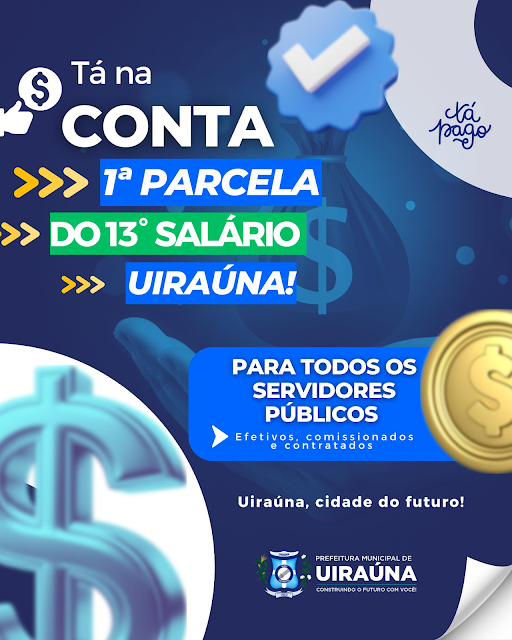 Prefeita de Uiraúna Leninha Romão paga 1ª parcela do 13º salário aos servidores municipais