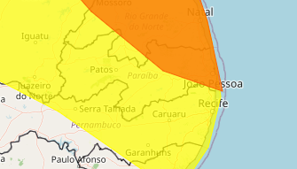 Inmet coloca todas as cidades da Paraíba sob alertas de chuvas nesta segunda (11)