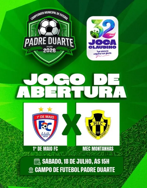 Joca Claudino abre programação dos 32 anos de emancipação política neste sábado com Campeonato Municipal de Futebol